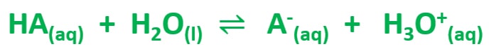 weak acid dissociation to H3O+ and anion